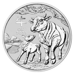 Australian Perth Mint Lunar Ox 2021 Silver 1oz BU Coin